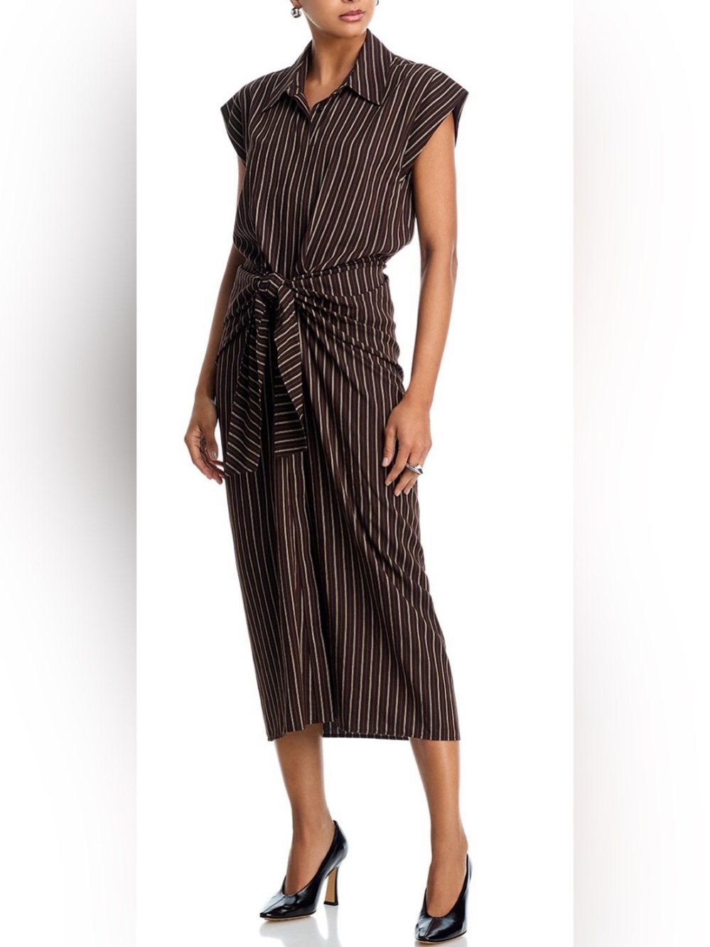 A.L.C. Emilia Striped Midi Dress in Ganache Stripe